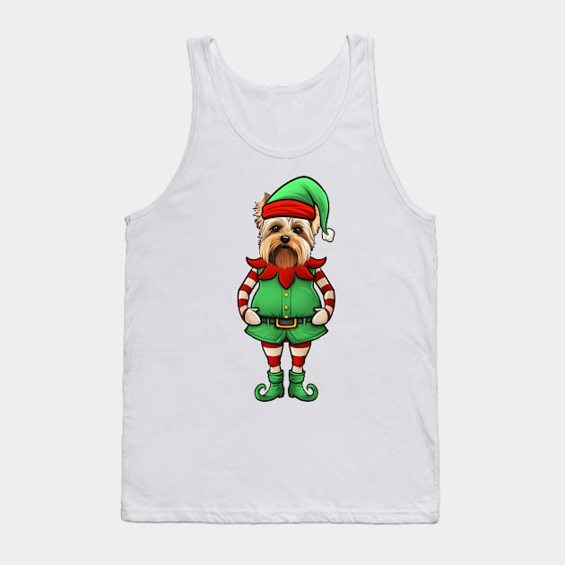 Funny Christmas Elf Biewer Terrier Dog Tank Top by whyitsme